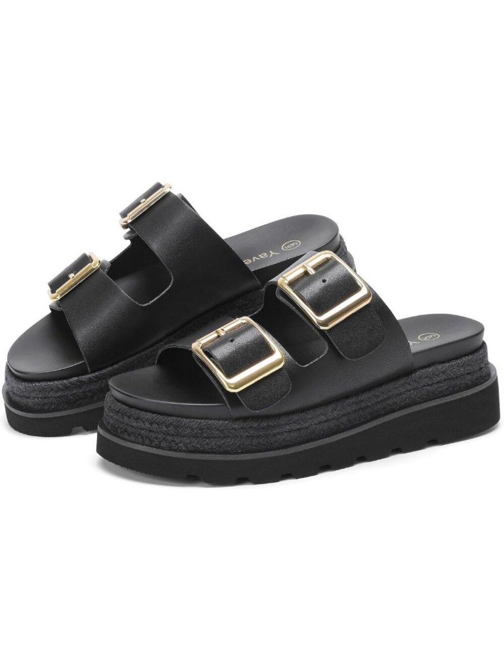 Stylish Women's Platform Espadrille Slide Sandals with Double Buckle Detail